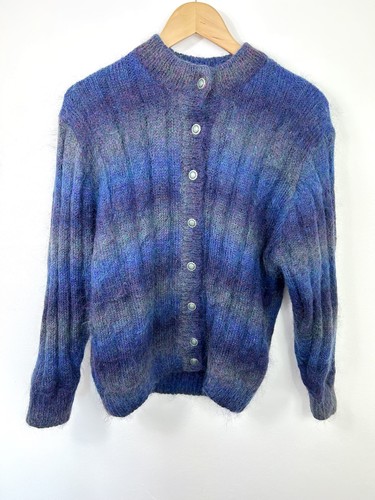 Vintage 80s mohair wool blue - mohair,