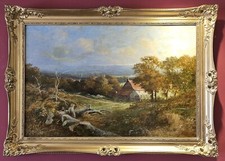 LARGE LANDSCAPE OF SUSSEX WITH CHILDREN PLAYING BY SAMUEL WILLIAM JAY.