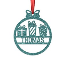 Personalised Christmas Bauble Tree Decoration Family Xmas Gift Ornament Glitter