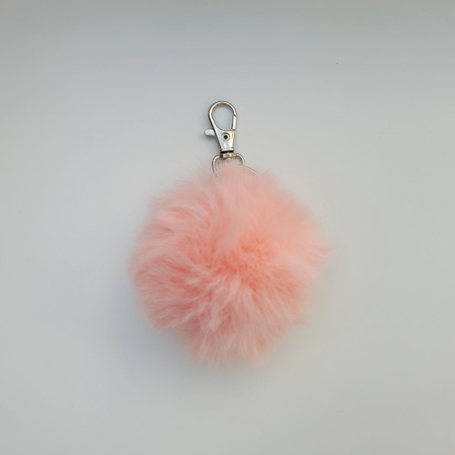 Peach faux fur pom - faux,