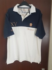 England Retro Cotton Traders Classics Rugby Union White Black Shirt Polo Size L