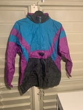 Vintage Puma Track Jacket Windbreaker 90s 80s Rave Quarter Zip Medium 