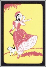 156 Vintage  Art Deco Lady Walking a Dog Single De-La Rue Card c1930's