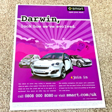 SMART CAR FORTWO FORFOUR ROADSTER - FRAMEABLE COLLECTIBLE CLASSIC CAR ADVERT