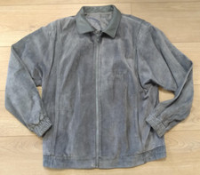 Vintage St Michael Grey Suede Leather Women's Jacket Size 14 with Full Zip