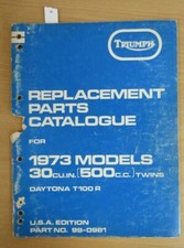 TRIUMPH MOTORCYCLES Daytona T100R 500cc Spare Parts List Catalogue 1973 USA