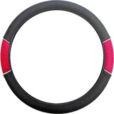 Red Black Steering Wheel Cover Soft Grip Mesh Look for Vauxhall Corsa Hatchback