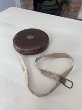 Chesterman Sheffield Tape Measure England 100Ft  Leather & Brass Vintage RARE