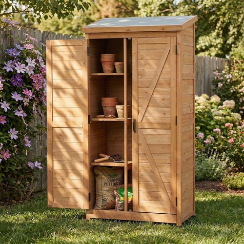 Outdoor wooden storage shed - wooden,