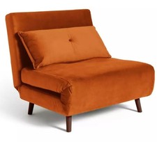 New Orange Velvet Habitat Single Sofa Bed - Original Packaging