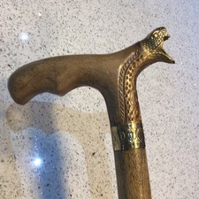 Walking Stick Very Unusual With A Brass Snake Head On Derby Handle