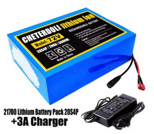 New 72V 30Ah Battery Pack 20S4P with BMS 3000W+ 3A Charger Plug