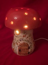 Vintage Style White Rabbit England Toadstool Mushroom Night Light RRP £95