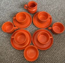 Vintage 1960s Schramberg Germany Lot Of 12 Pieces Of Tea Service Bright Orange