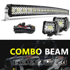 Curved 52INCH 3000W LED Light Bar Combo /w 4" 48W Flood Spot Roof Driving Truck