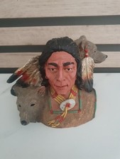 Native American Indian Figurine With Wolves