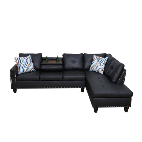 Black faux synthetic - , leather
