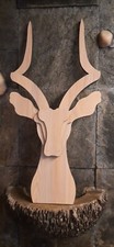 Handmade Wooden Deer Head with Horns Animal Lover Wall Art Home Decor