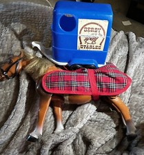 Vintage Moveable Horse Toy Figure by Gay Toys Inc. + Derby Stables Horse Cart
