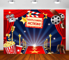 Hollywood Cinema Movie Backdrop Red Carpet Film Night Party Decor Banner Large