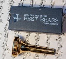 Best Brass 5B trombone mouthpiece, large shank, gold plated