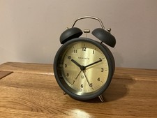 Newgate® - “Charlie Bell” Silent Alarm Clock Gravity Grey/Brass - NEW RRP £25.99