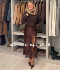 ZARA NEW WOMAN HIGH-WAIST SATIN EFFECT LACE SKIRT ZW COLL BROWN 5919/212/700