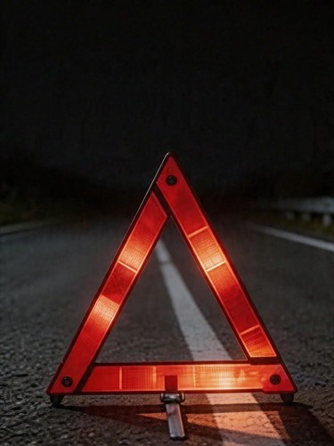 Large reflective car warning - large,