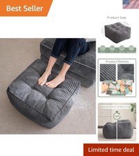 Square Corduroy Pouf Ottoman