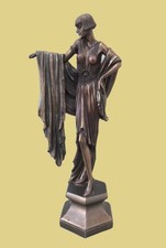 Art Deco Lady With Shawl Veronese Bronze Statue