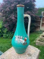 Antique French Jug Pitcher Turquoise Greek Roman Design Ceramic Vase c 1920’s
