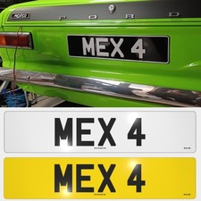 MEX 4 MEX4 MEXA Private Registration 3 X 1 Dateless Reg Mexico Ford Escort Mk1