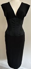 DIVA CORSETS Black Satin Corset Sleeveless Dress - Size M