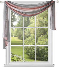 Sheer Window Scarf Valance - 50 Inch Width X 144 Inch Length (Blush) - Light Fil