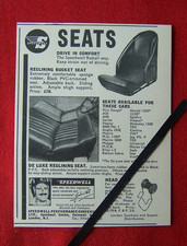 SPEEDWELL BUCKET SEAT / RECLINING SEAT 1964 ORIGINAL VINTAGE ADVERT SPRITE MINI