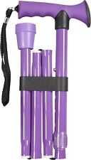Adjustable Folding Walking Stick Gel Handled Comfortable Grip Rubber Feet LILAC