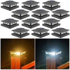 2-12x LED Solar Deck Post Lights Garden Cap Square Landscape Fence Lamps 2 Modes