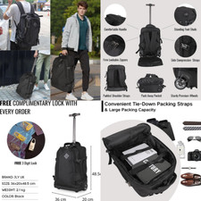 Travel Backpack with Wheels, cabin size Lightweight trolley hand luggage, bags