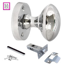 Chrome Door Knobs SET Mortice Knob Internal Silver Door Handle Round Rose Knobs