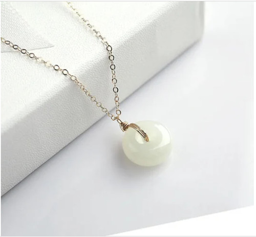 Gold jade necklace - jade, ,