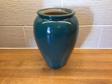 Vintage Dark Green Earthenware Vase Approximately 17.5cm Tall And 11cm Wide