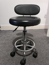 KKTONER PU Leather Rolling Stool with Low Back Adjustable Work Salon Chair