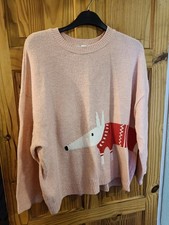 TU x Scion Pink Mr Fox Christmas Jumper Recycled Polyester Blend Size 22