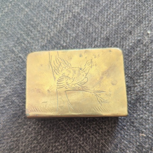 Antique brass matchbox sleeve - matchbox,
