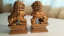Pair Bronze colour Chinese Feng Shui Foo/ Fu Lion Dogs Temple Guardian Lions