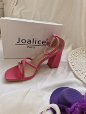 Fuchsia strappy block heel