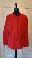 Geiger Red Wool Jacket. Velvet Trim. Tyrol. Eu 40, Uk 12. Boiled Wool
