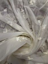 100% Pure Silk embroidery Organza Fabric 2m Long X 54” Dress, Sewing, Craft - 83