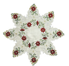 Coopers Of Stortford Embroidered Table Cloth Floral Poinsettia Chistmas Xmas