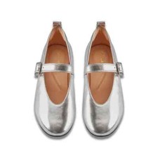 Clarks Ladies Mary Jane Shoes FAWNA BAR Silver Leather UK 6 / EU 39.5